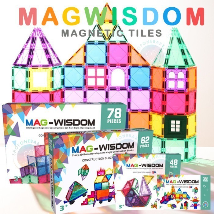 

READY JKT Magwisdom Magnetic Tiles Kids Edu Toys Mainan Magnet Blocks - 32pc NORMAL