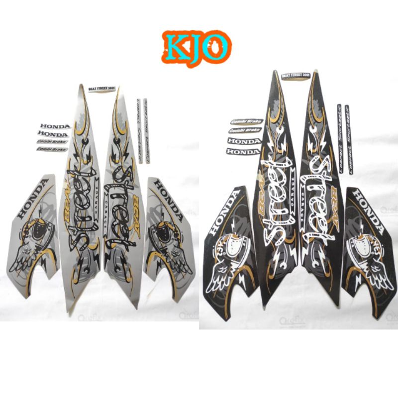 STRIPING MOTOR HONDA BEAT STREET 2021 LIST BODY STANDAR HITAM SILVER