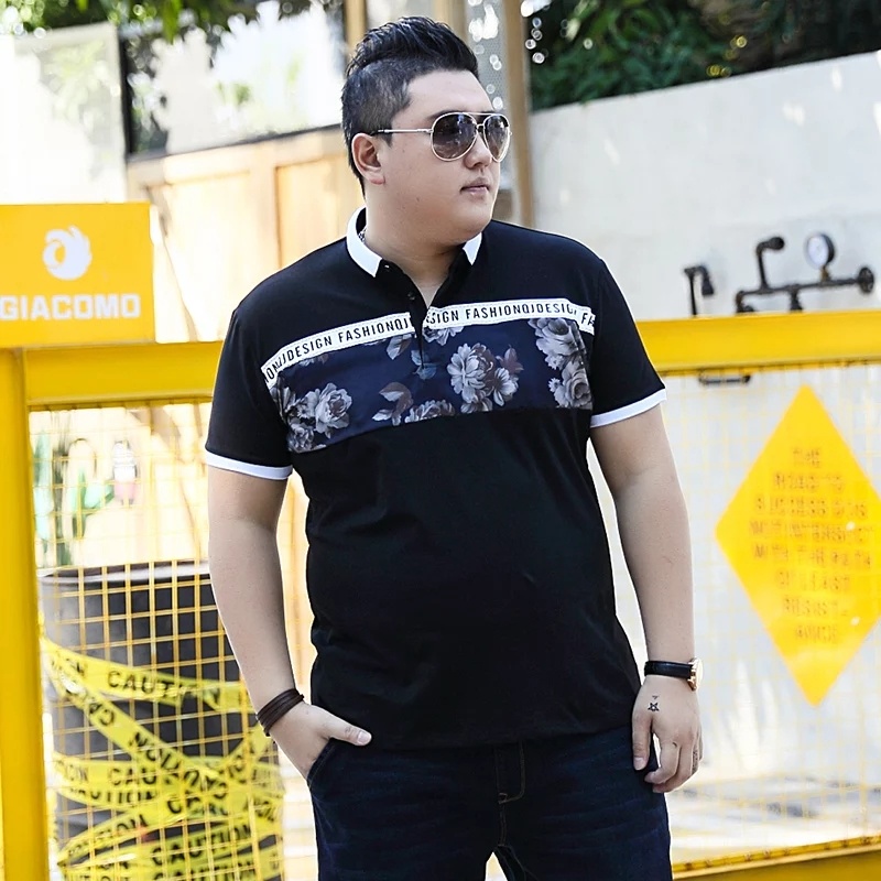 CARSON Atasan Pria Jumbo Kerah Polo Shirt Oversize Lengan Pendek Kaos Motif Kembang Bunga Kombinasi 