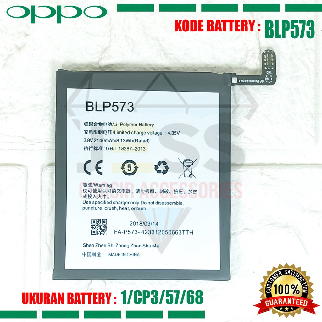 Baterai Battery Original BLP573 BLP-573 For tipe OPPO N1 Mini , N5111 , N5116 , N5117 , Find 7 Mini , R6006 , R6007