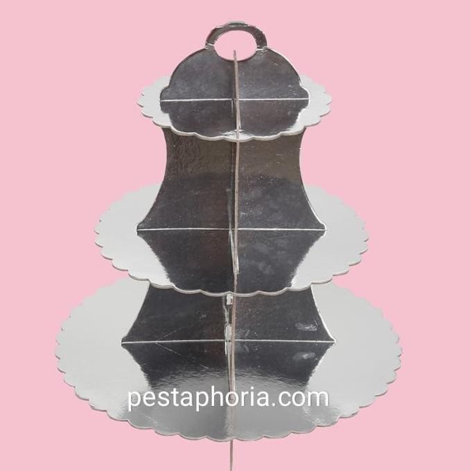 +++++] 3 Tier Cupcake Stand Gold & Silver