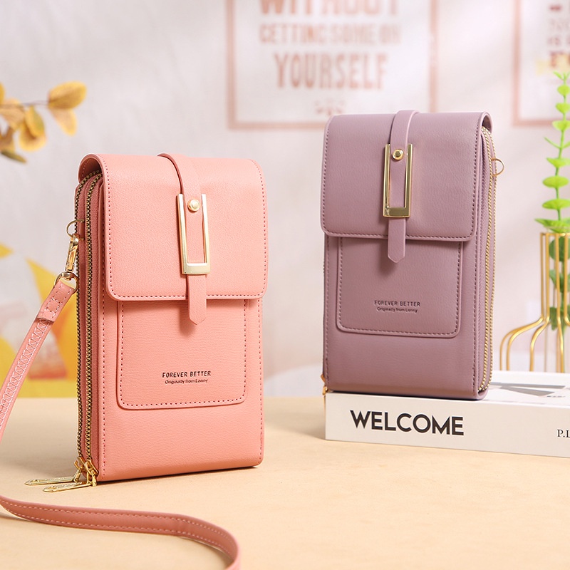 Tas HP Wanita Touch Screen Dompet HP Multifungsi Import Tas Selempang Wanita Kulit Pocket HP 103.ID