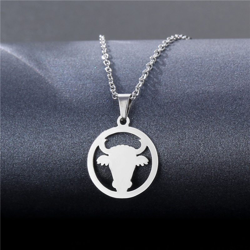 Populer stainless steel cow Mainan titanium steel Liontin Kepala Banteng Kalung hip hop hiphop disc