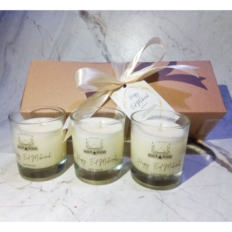 

Scented candle souvenir lilin hampers lebaran wedding birthday natal christmas gift box trio isi 3