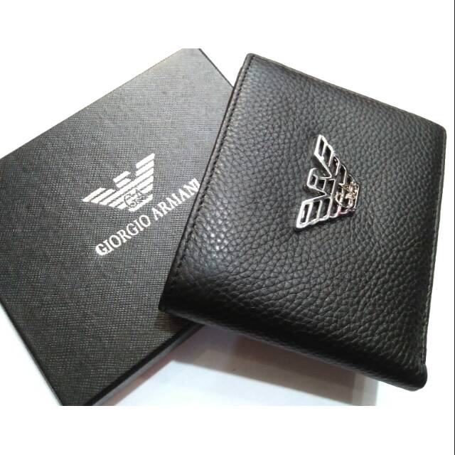 Dompet logo besi kulit asli import lipat pendek