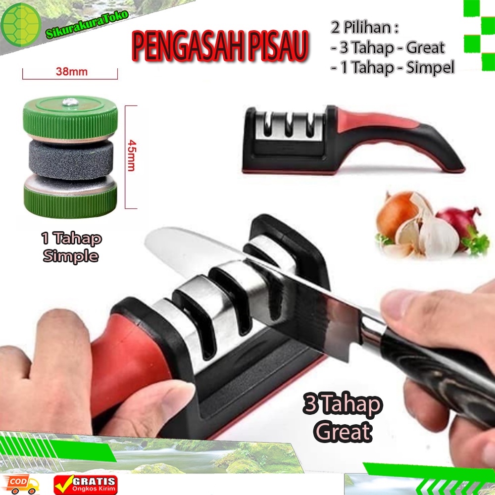 (SKR) Alat Pengasah Pisau Asah Asahan Gunting Dapur 3 Kepala Garis Penajam swift sharp Knife Sharpener 3 in 1