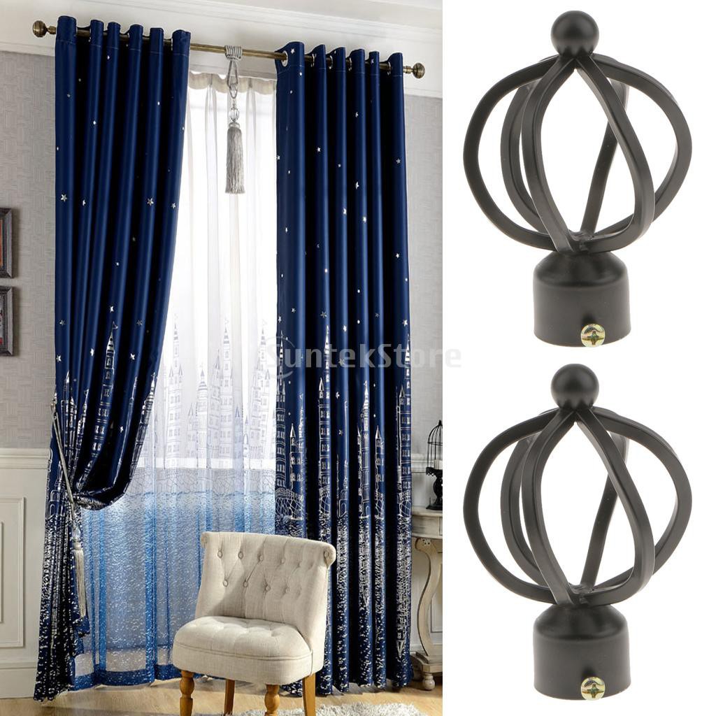 2pcs Curtain Finials Window Drapery Decorative Pole Rod End 5