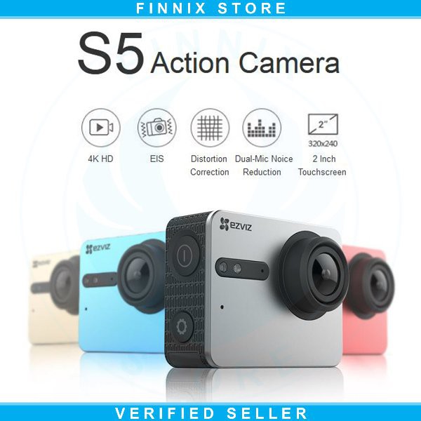Termurah               EZVIZ S5 Action Cam Camera Ultra HD 4K LCD Touch Screen Bundle Monopod and