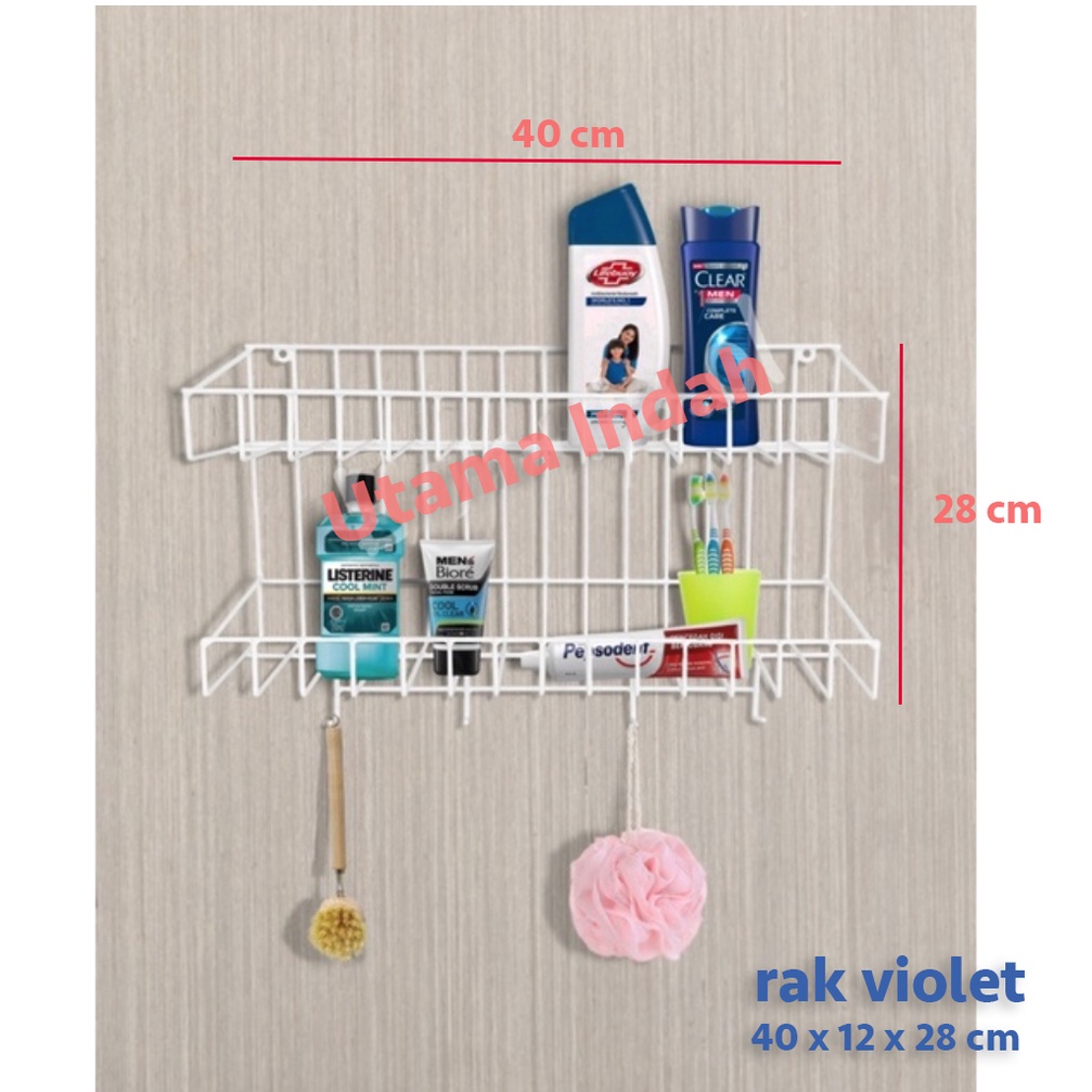 Rak serbaguna /rak gantung kawat 2 susun violet