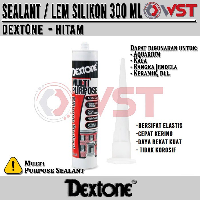 

Dextone Lem Silikon Hitam Black / Sealant / Lem Kaca / Lem Aquarium