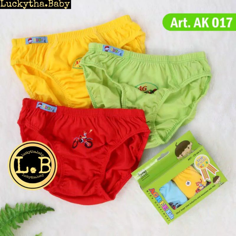 3pcs_cd AGREE KIDS AK 017 celana dalam anak bordir m.l.xl.xxl / CD anak cowo / CD agree ak 017