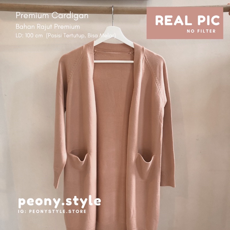 KADIGAN PANJANG RAJUT PREMIUM LENGAN PANJANG POLOS WANITA KOREAN STYLE-Pink Polos