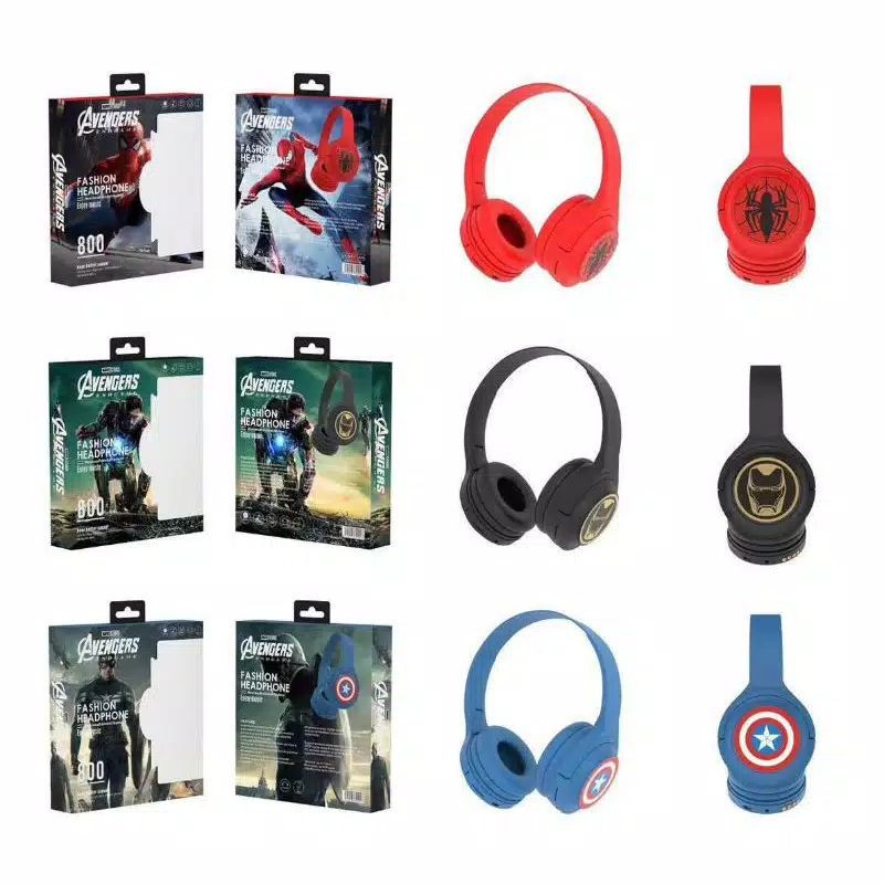 Headphone Bluetooth Bando S800 Karakter Avengers