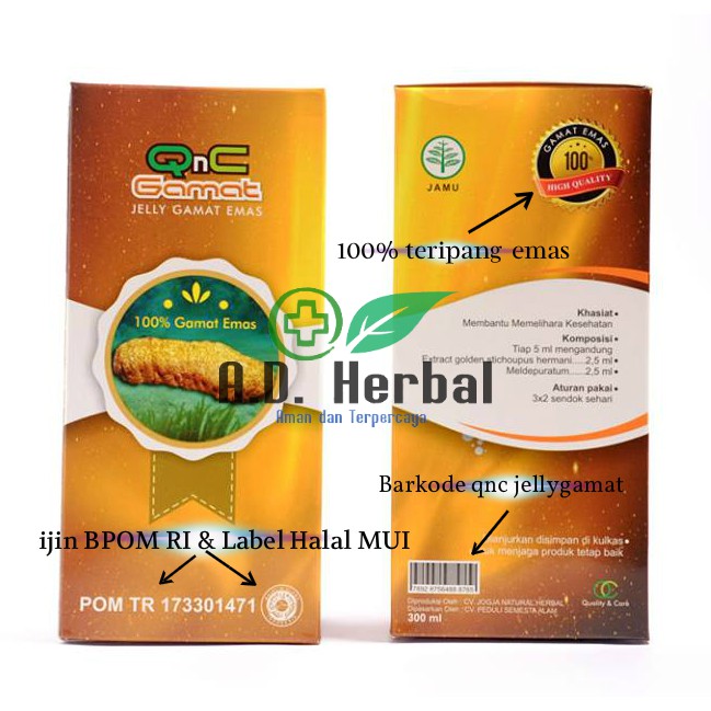 Vitamin GAMAT jelly gamat merek QNC 2x lipat ekstrak teripang lebih banyak adherbal-3