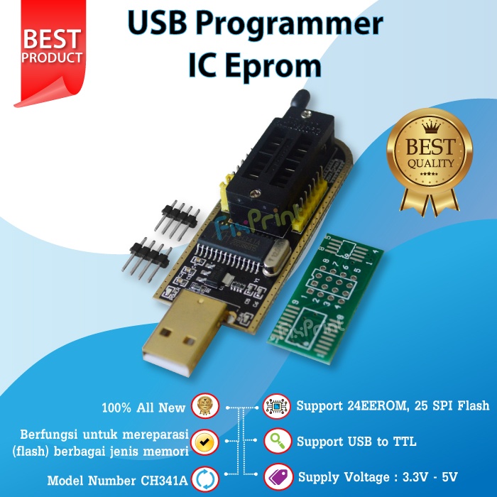 USB Programmer IC Eprom CH341A Module Flash BIOS Eeprom 24 25 Series Alat Program IC Eprom BIOS