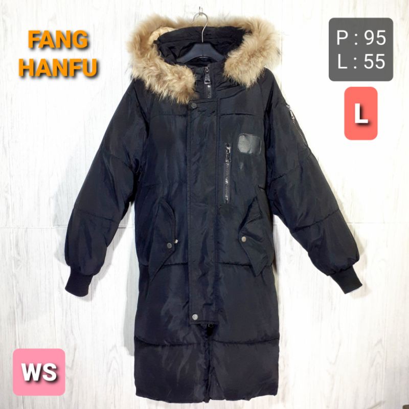 (COD) FANGHANFU Long Coat Puffer Down Jaket Musim Dingin Casual Winter Parka Bulu Angsa Bulang Sintetis Cewe Cewek Wanita Woman Bekas Second Original PL PRELOVED