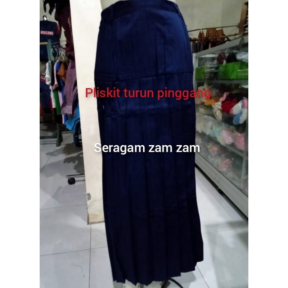rok panjang pliskit turun pinggang,seragam SD SMP mi Mts seragam sekolah SD SMP seragam madrasah-T.pinggang plisbiru