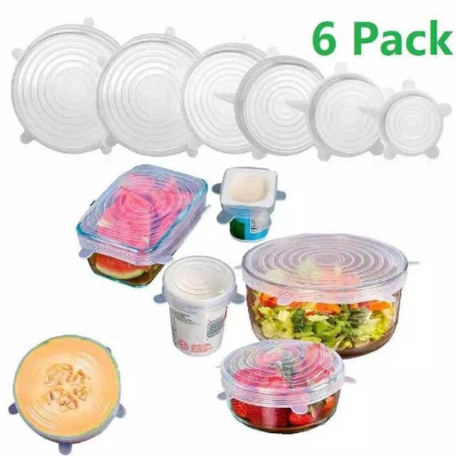 BABEE - PENUTUP MAKANAN SILIKON 6 IN 1 ANTI TUMPAH / PENUTUP MANGKOK PIRING SILICONE / COVER MAKANAN