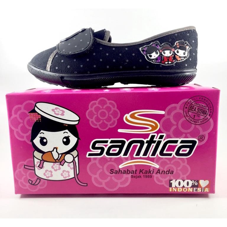 SEPATU ANAK PEREMPUAN-SEPATU SEKOLAH ANAK PEREMPUAN-SEPATU ANAK CEWEK-SEPATU SANTICA YOSHIKO HITAM ABU 27 - 34 - FANZ STORE