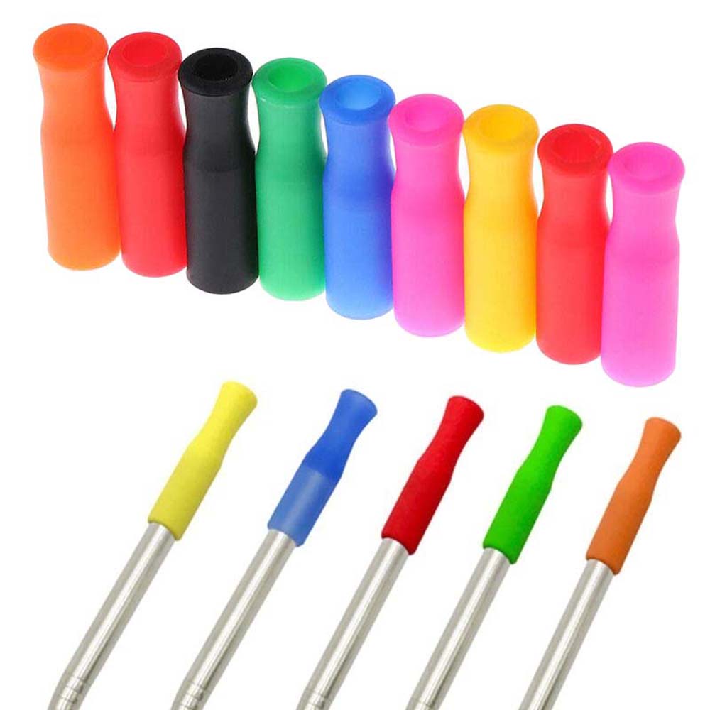 ELEGANT Reusable Straw Tip Anti Burn Bar Tool Teeth Protector Prevent Scald Fit for 6mm Wide Stainless Steel Straws Straw Cover Silicone No Rattle Supplies Party Accessories