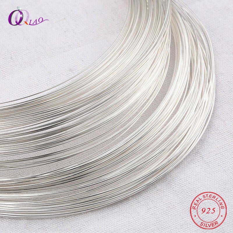 Satu meter 0.4-0.8mm 925 Sterling Silver kawat metel benang perak tali garis perak untuk pembuatan Gelang Kalung Anting-Anting