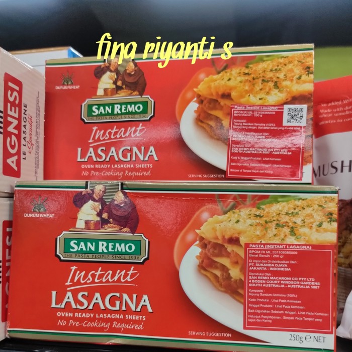 

san remo instant lasagna 250 gr