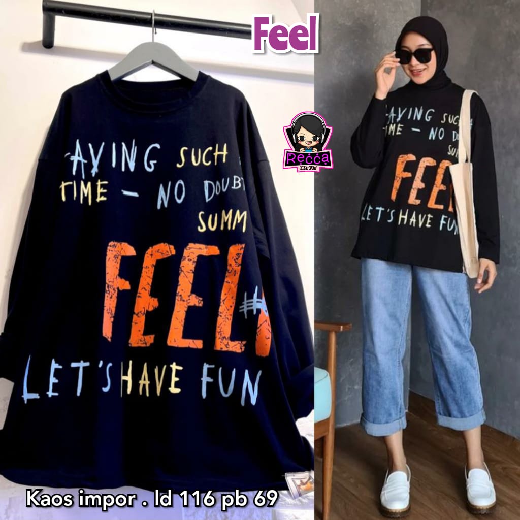 ATASAN BLOUSE WANITA JUMBO FEEL FEELING LD 120 PB 70 KAOS IMPORT PREMIUM HARIAN REMAJA IBU IBU CEWE 