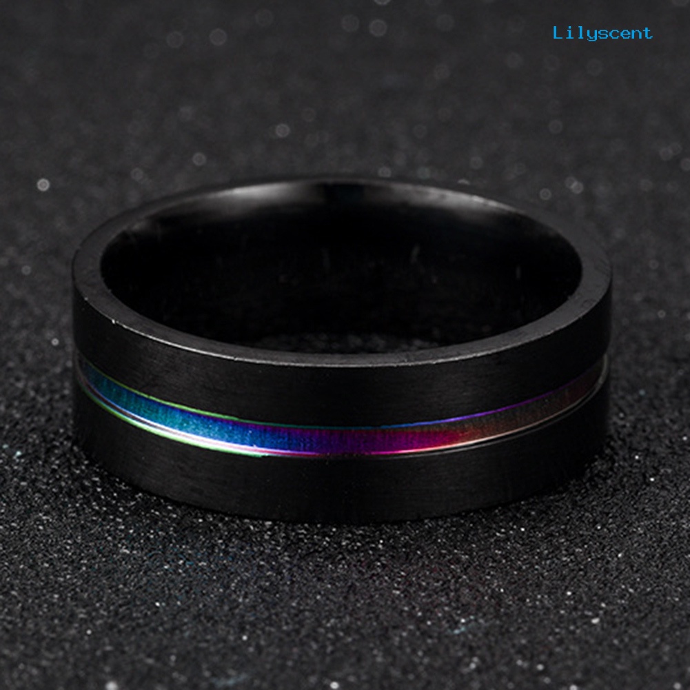 Lilyscent Fashion Unisex Dual Color Thin Multicolor Line-Inside Band Finger Ring Jewelry