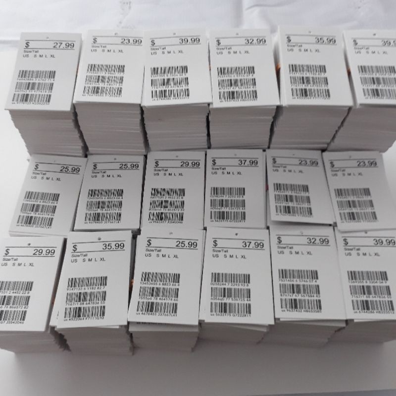 

hangtag 10.000 pcs hang tag dolar label baju import label baju hangtag barcode ready stok