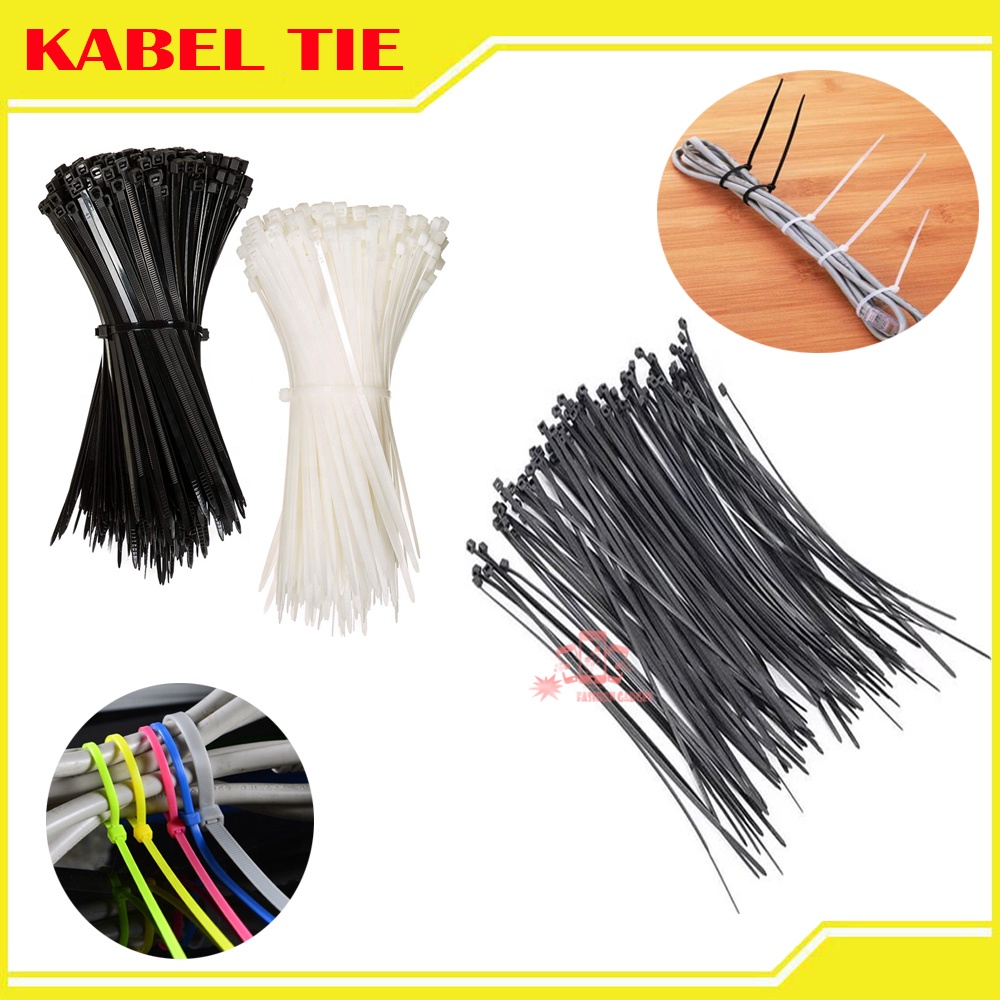 Kabel Tis Tali Kabel Ties 100 MM 10 CM /  150MM 15CM / 200 MM 20 CM 1 Bungkus Isi 100 Pcs Cable Tie Tali Pengikat Plastik Tali Ties Tali Kabel Tis Tali Pengikat Kabel