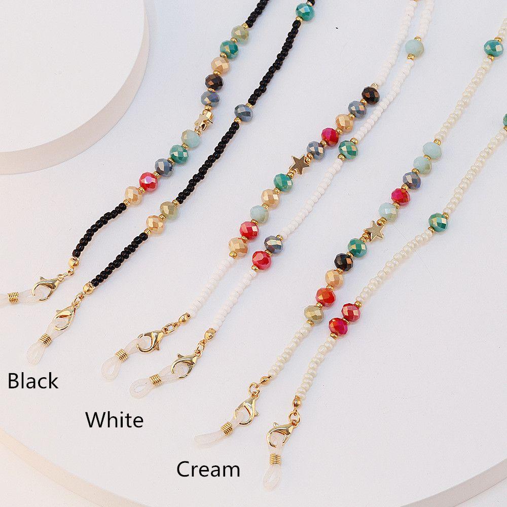 R-flower Anti-Lost Rantai Wanita Mutiara Warna Lanyard Kacamata Rantai Pemegang Tali Leher Kacamata Rantai