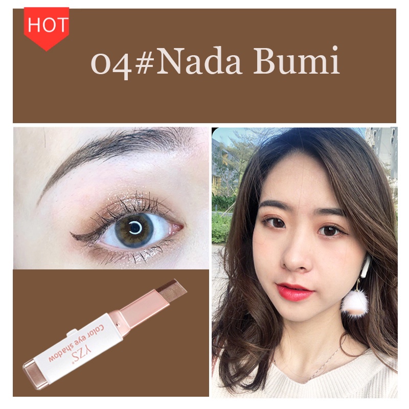 YZS Velvet Gradient Double Color Eyeshadow Stick Makeup Fashion Korea Wanita Eyeshadow Dua Warna Palette Eyeshadow Nude Color Eyeshadow