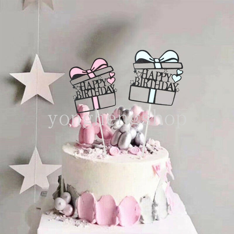 Topper Kue Bentuk Kotak Warna Pink Biru Untuk Dekorasi Pesta Ulang Tahun Baby Shower