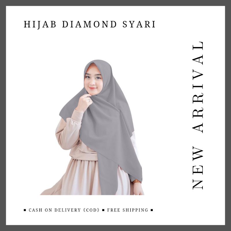 Hijab Diamond Syari 130x130 SILVER Jumbo Kerudung Segi Empat