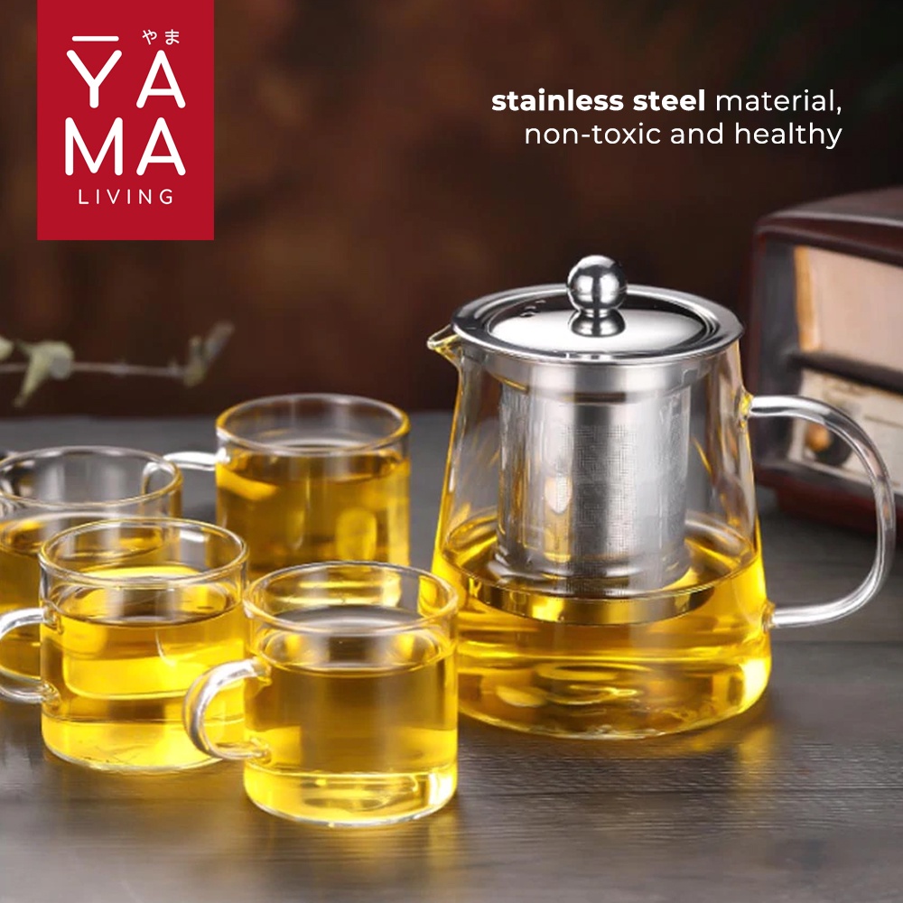 YAMA KYOSA Tea Pot Infuser Teko Teh Kaca Stainless Teapot Teko Teh Dengan Saringan Tea Maker