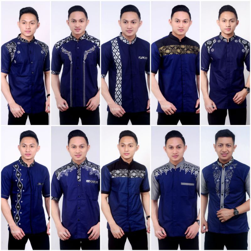 HEM KOKO BATIK WARNA BIRU NAVY / KOKO BATIK LENGAN PENDEK WARNA BIRU NAVY