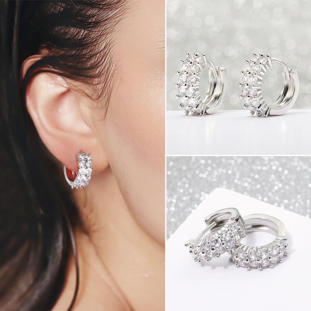 Preva Anting Berlian Perak Wanita Pria Hidung Cincin Cubic Zirconia Huggie Hoop Earring Perhiasan Tubuh Zirkon Mengkilap Gesper Telinga