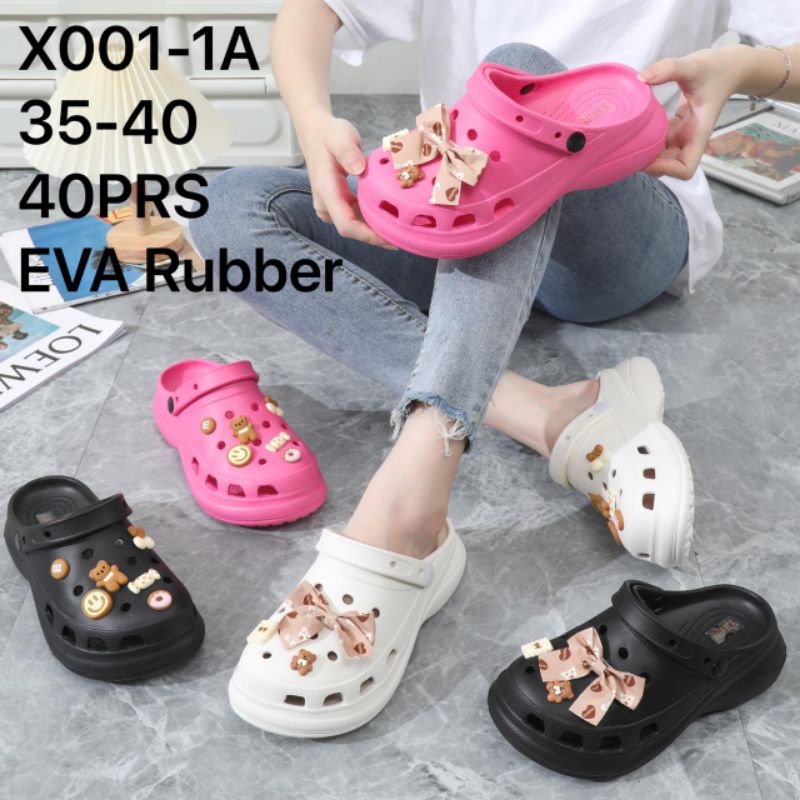 Sepatu Sandal Baim Bustong Sandal Viral Karet Jelly Wanita Sandal Clog Fuji Jibbitz Bear Pita 6cm Terbaru