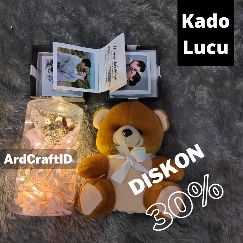 Kado Untuk Pacar (Boneka + Flower in Bottle + Photo Box)