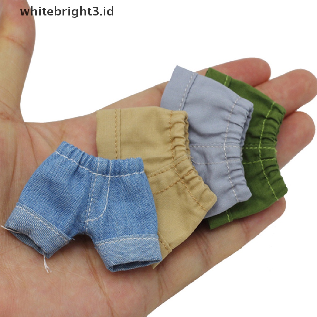 (whitebright3.id) Celana Pendek Jeans Untuk Aksesoris Boneka OB11 Skala 1: 12