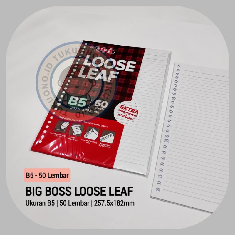 

BIG BOSS Loose Leaf B5 50 Lembar GARIS-GARIS 257.5x182mm | Isi Kertas Binder