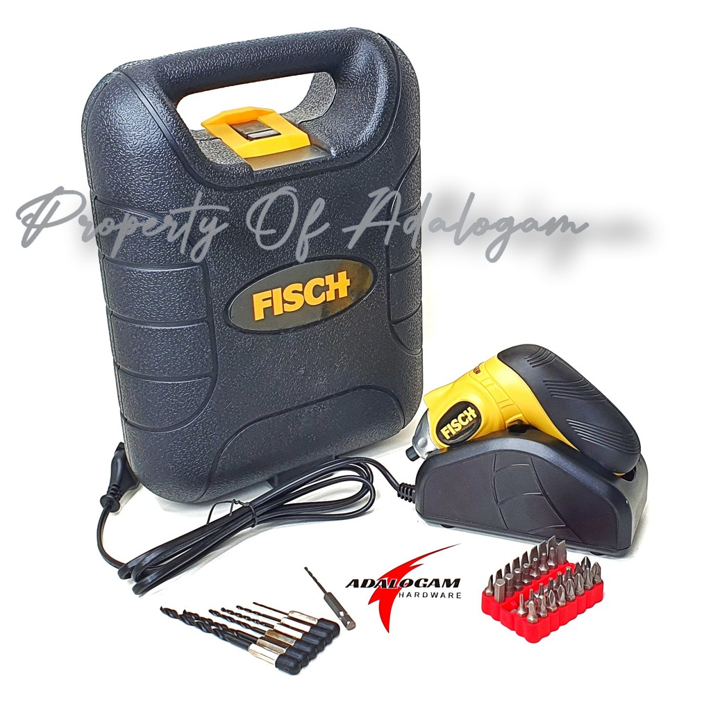 FISCH Mesin Bor Obeng Baterai Box Set - Cordless Drill Screwdriver