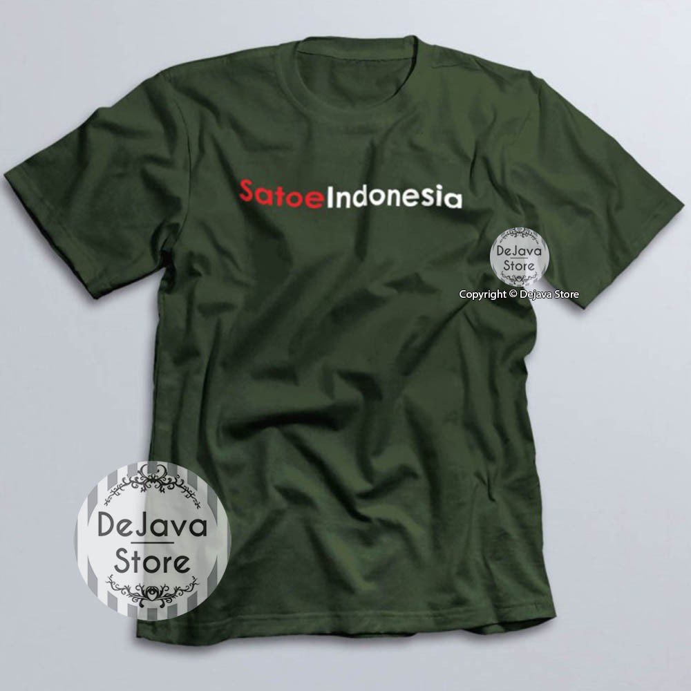 Kaos Distro Satoe Indonesia Baju Kemerdekaan Agustus Cotton Combed 30s Unisex Premium | 1630-HIJAU ARMY