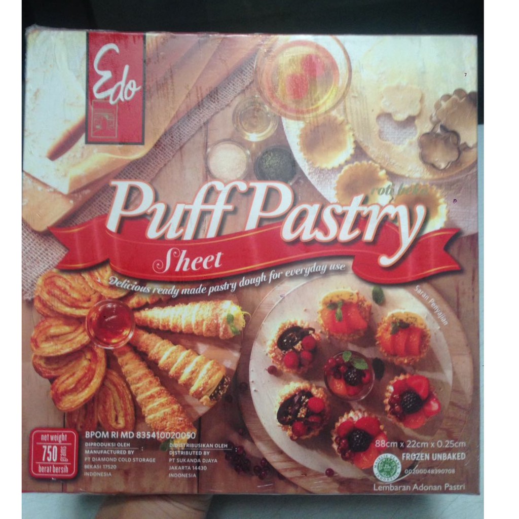 Edo Puff Pastry Sheet 750 Gr Frozen Unbaked Lembaran Adonan Pastri