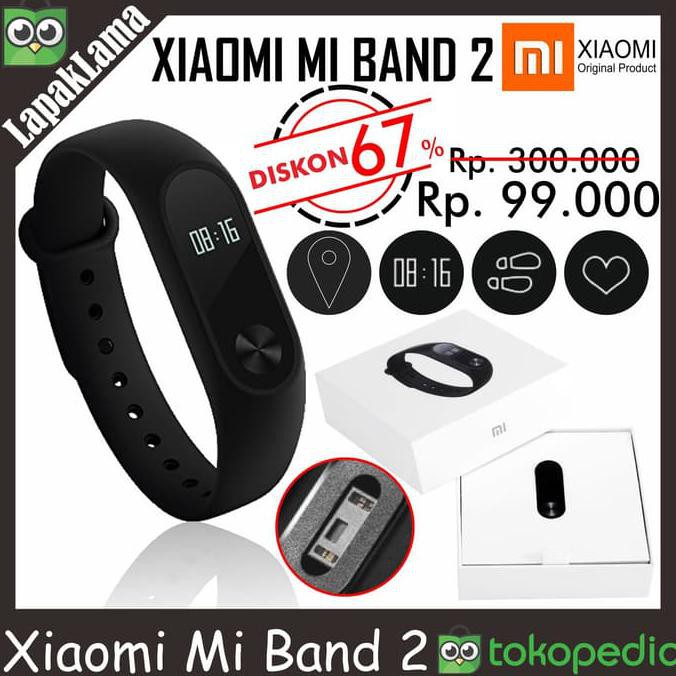 Smart Watch Xiaomi Mi Band 2 With Oled Display Oem High Copy Mi Band 2 - Hitam New Hokyti