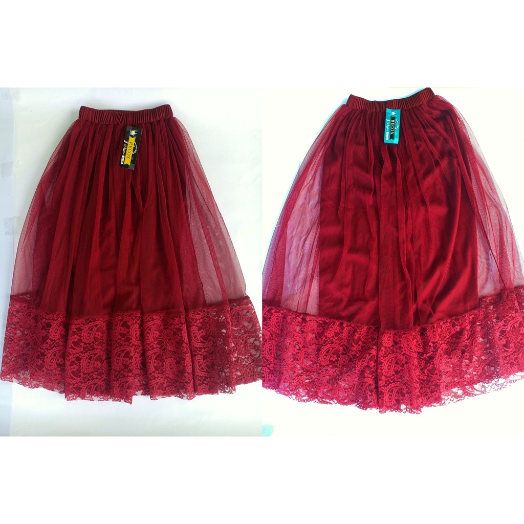 Rok Tutu Model Terbaru Renda Anak Brokat Bawah Motif Bunga Cantik Kekinian Panjang Umur 6 7 8 9 10 11 12 Tahun Ukuran M L Termurah Tile Warna Hitam  Biru Merah Kuning Ungu Lilac Coksu Impor Premium-8