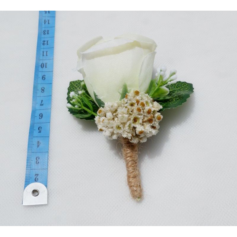 corsage korsase bunga dada jas bross pin panitia rustic wedding-Kuning kehijauan