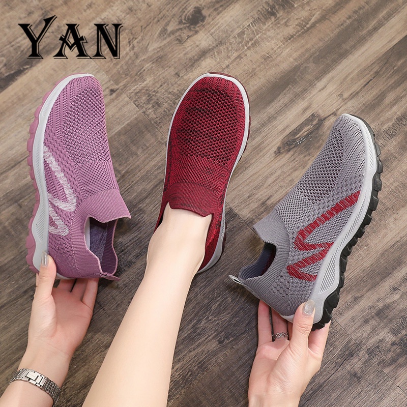 YAN Sepatu Sneakers Wanita Mode Kasual Sepatu Slip-On