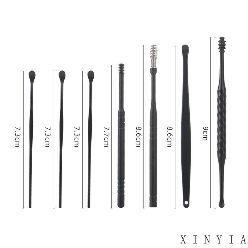 7PCS / Set Ear Pick / Korek Kuping Spiral Portable Dengan Gantungan Kunci Untuk Dewasa