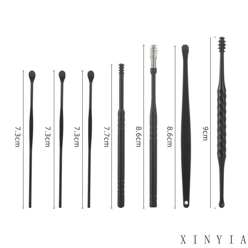 7PCS / Set Ear Pick / Korek Kuping Spiral Portable Dengan Gantungan Kunci Untuk Dewasa